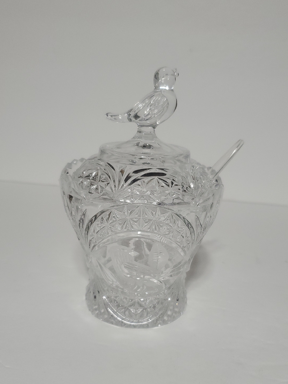 Vtg Hofbauer Byrdes Crystal Jam Jar